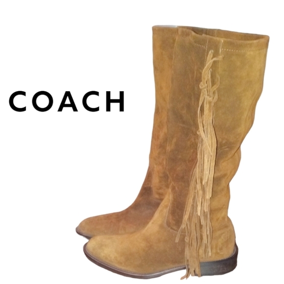 COACH Size 7 Brown Suede Fringe Arianna Boot - Picture 1 of 15